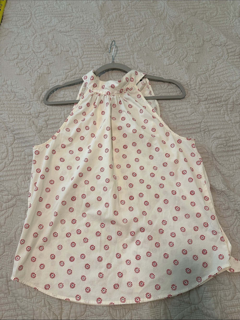 J. Crew Cream Halter shirt with Red Daisy Print size 6
